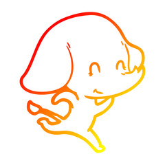 warm gradient line drawing cute cartoon elephant