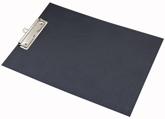 Black plastic folder clipboard isolated on white