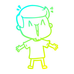 cold gradient line drawing cartoon excited man