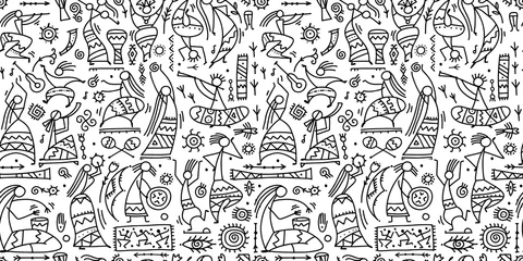 Tapeten Ethnischer Stil Ethnischer Volkstanz, nahtloses Muster für Ihr Design