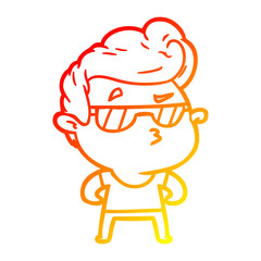 warm gradient line drawing cartoon cool guy