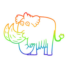 rainbow gradient line drawing cartoon mammoth