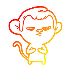 warm gradient line drawing cartoon monkey