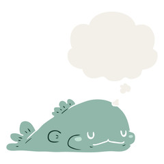 cartoon fish and thought bubble in retro style