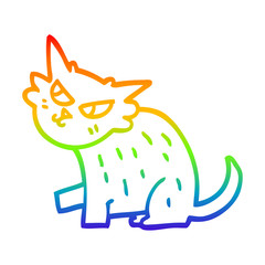 rainbow gradient line drawing cartoon sly cat