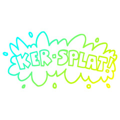 cold gradient line drawing cartoon words ker splat