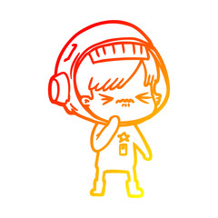 warm gradient line drawing angry cartoon space girl