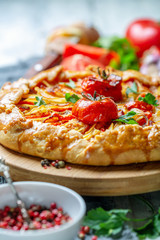 Homemade open pie (Galette) with potatoes.