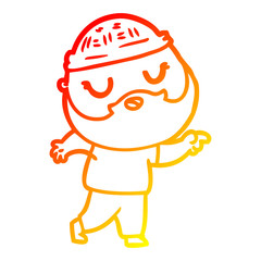 warm gradient line drawing cartoon man with beard