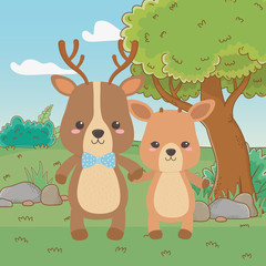 Obraz na płótnie Canvas Reindeer and deer cartoon design
