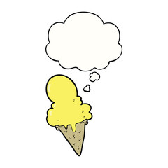 cartoon ice cream and thought bubble