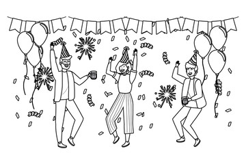 Men and woman in celebration design