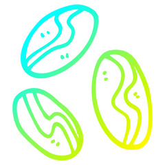 cold gradient line drawing cartoon of coffee beans