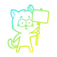 cold gradient line drawing cartoon cat