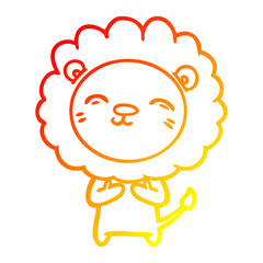 warm gradient line drawing cartoon lion