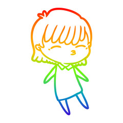 rainbow gradient line drawing cartoon woman
