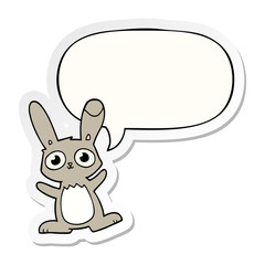 cute cartoon rabbit and speech bubble sticker