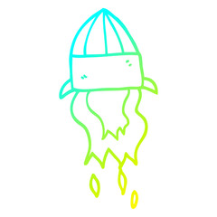 cold gradient line drawing cartoon rocket launch
