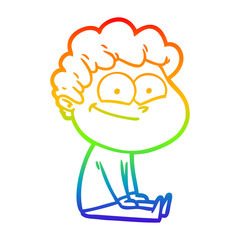 rainbow gradient line drawing cartoon happy man