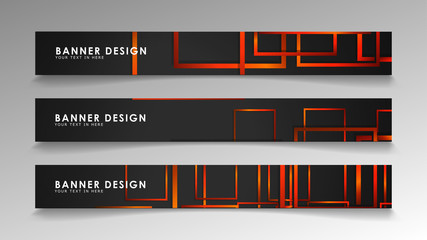 Abstract geometric and rectangular pattern banners with orange gradients