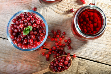 cranberry drink on the table