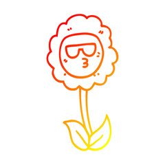 warm gradient line drawing cartoon flower