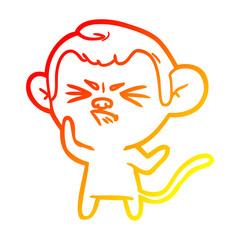 warm gradient line drawing cartoon annoyed monkey