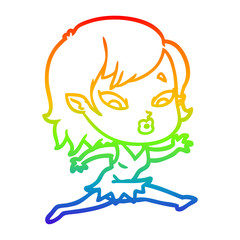 rainbow gradient line drawing cute cartoon vampire girl