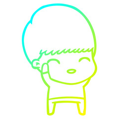 cold gradient line drawing happy cartoon boy