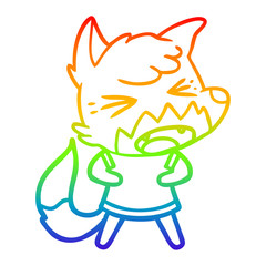 rainbow gradient line drawing angry cartoon fox
