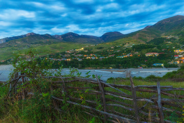 Sunset of the day over the village of Lagich