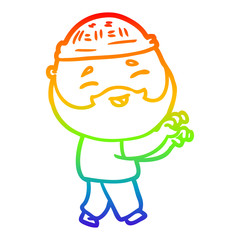 rainbow gradient line drawing cartoon happy bearded man
