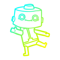 cold gradient line drawing cartoon robot