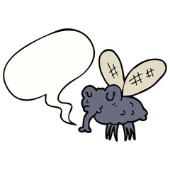 cartoon fly and speech bubble