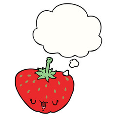 cartoon strawberry and thought bubble