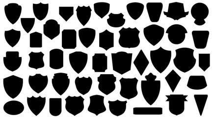 Black Shields Set, shield pattern - obrazy, fototapety, plakaty
