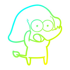 cold gradient line drawing cute cartoon elephant