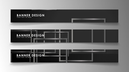 Banners of abstract geometric and rectangular patterns with black and white gradients. Vector illustration. EPS 10