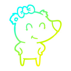 cold gradient line drawing female bear cartoon