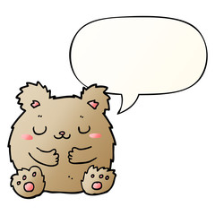cute cartoon bear and speech bubble in smooth gradient style