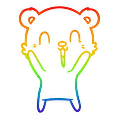 rainbow gradient line drawing happy cartoon polar bear