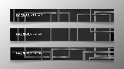 Fototapeta na wymiar Banners of abstract geometric and rectangular patterns with black and white gradients. Vector illustration. EPS 10