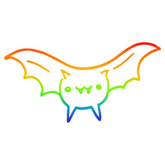 rainbow gradient line drawing cartoon bat
