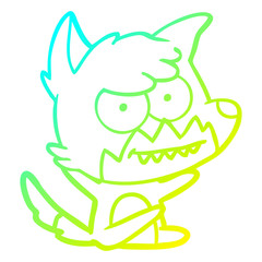 cold gradient line drawing cartoon grinning fox