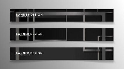 Banners of abstract geometric and rectangular patterns with black and white gradients. Vector illustration. EPS 10