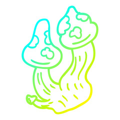 cold gradient line drawing cartoon deadly mushrooms