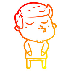 warm gradient line drawing cartoon model guy pouting
