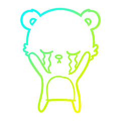 cold gradient line drawing crying cartoon polarbear