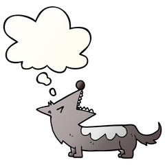 cartoon dog and thought bubble in smooth gradient style