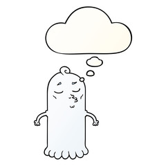 cartoon ghost and thought bubble in smooth gradient style